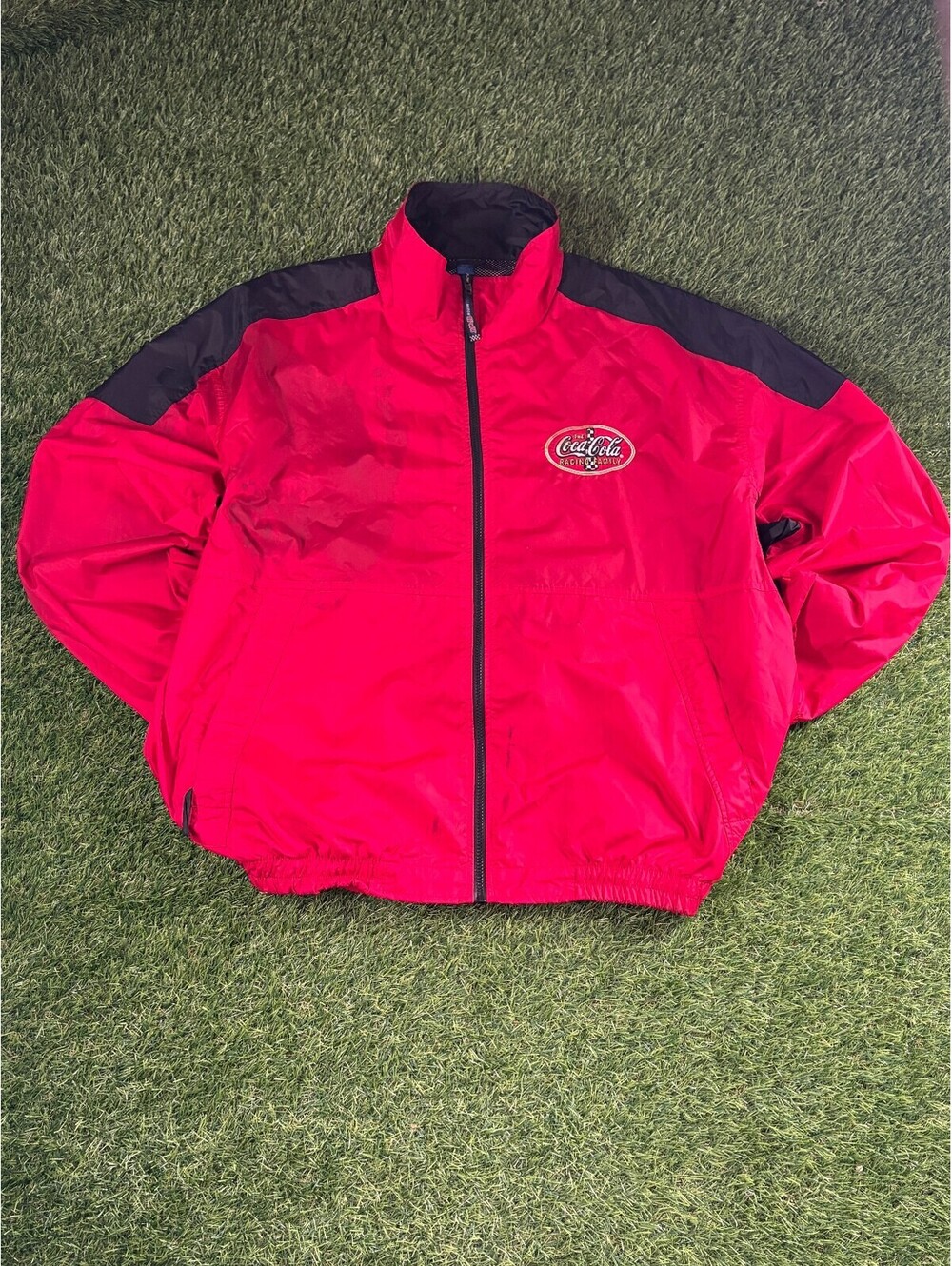 Vintage Dunbrooke 90s CocaCola red nylon racing jacket, men's XXL